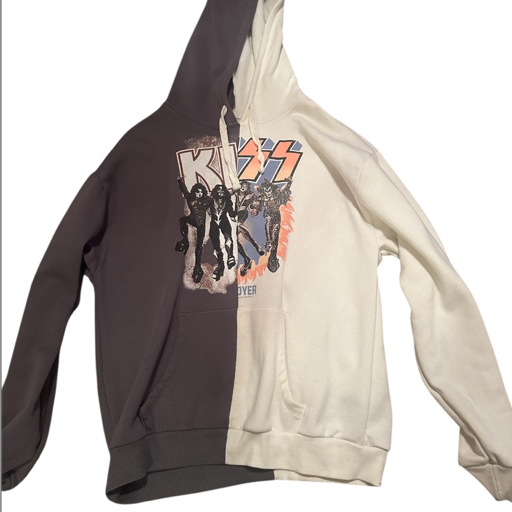 Vintage-Style KISS “Destroyer” Split-Tone Hoodie (Size S)
